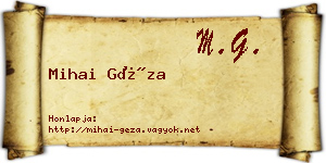 Mihai Géza névjegykártya